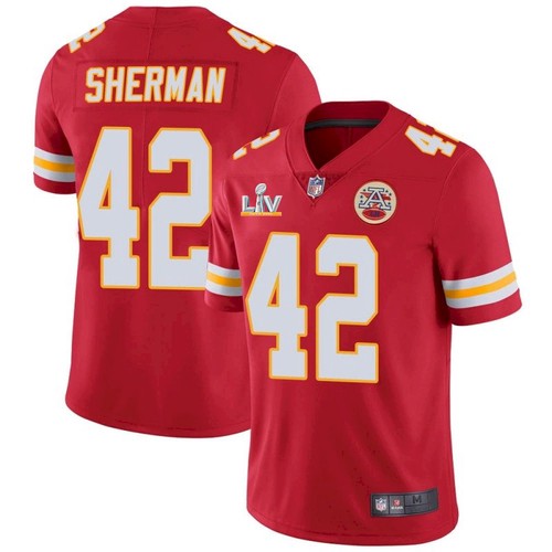 Men's Kansas City Chiefs #42 Anthony Sherman Red NFL 2021 Super Bowl LV Stitched Jersey